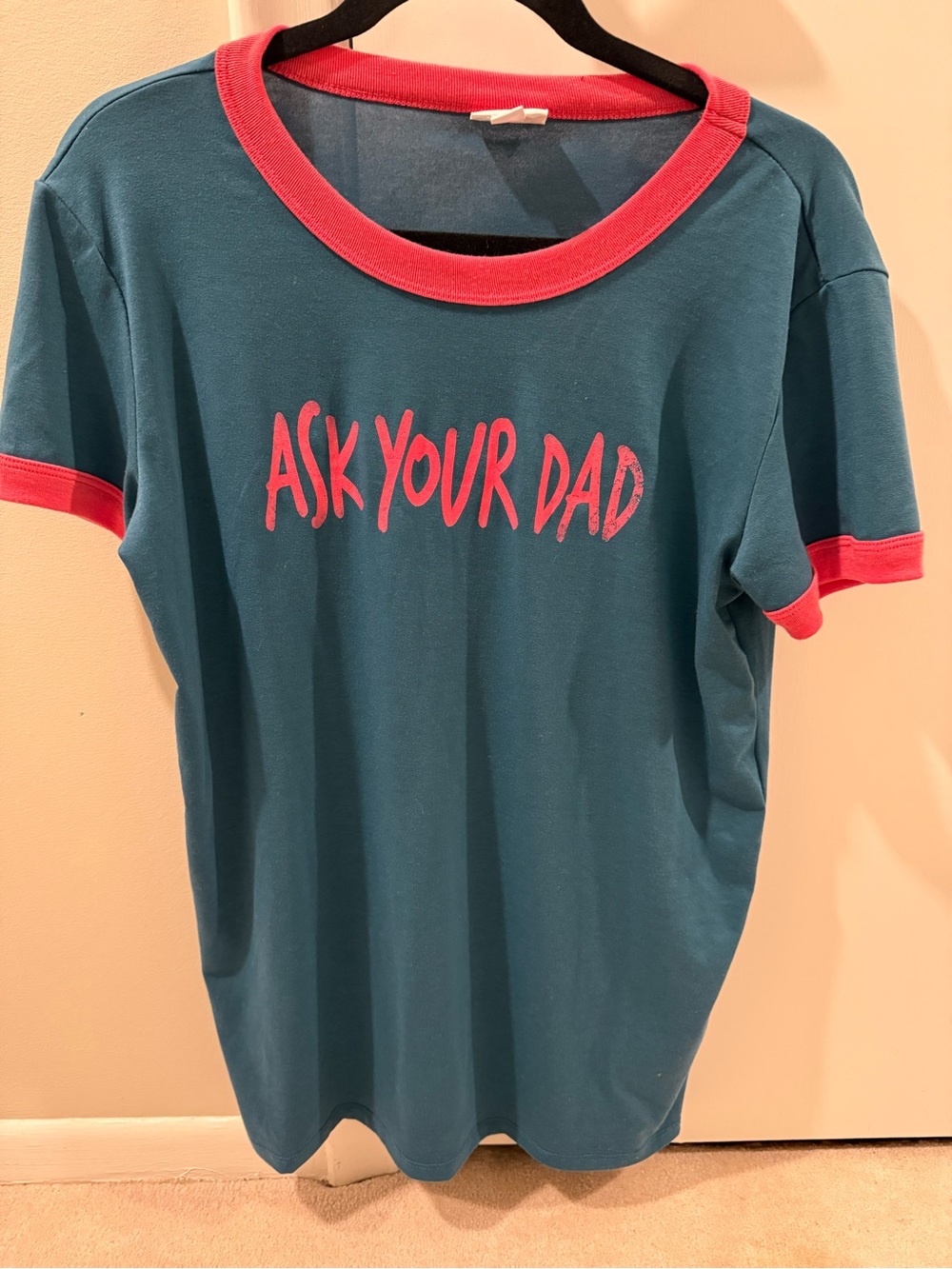 NWOT Women’s 'Ask Your Dad' Tee with Pink Trim